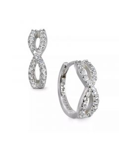 Cubic Zirconia Infinity Huggie Hoop Earrings in Sterling Silver