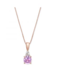 Pink Sapphire (1/2 ct. t.w.) & Diamond Accent 18" Pendant Necklace in 14k Rose Gold