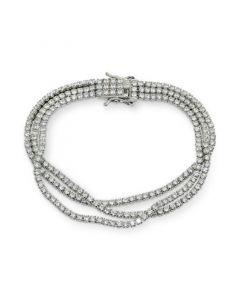 Cubic Zirconia Multi-Row Statement Bracelet in Sterling Silver