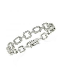 Cubic Zirconia Square Link Tennis Bracelet in Sterling Silver