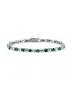 Cubic Zirconia Green Tennis Bracelet in Sterling Silver