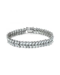 Cubic Zirconia Marquis Double Row Tennis Bracelet in Sterling Silver