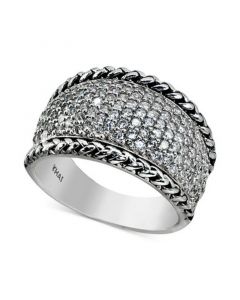 Cubic Zirconia Pavé Statement Ring in Sterling Silver