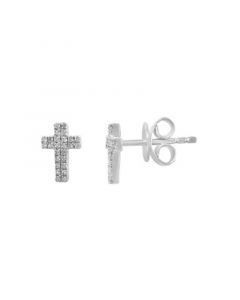 EFFY Diamond (1/6 ct.t.w.) Cross Stud Earrings in Sterling Silver or 14k Gold-Plated Sterling Silver