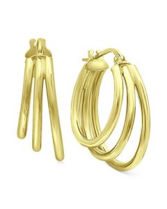 Medium Triple Hoop Earrings in 18k Gold-Plated Sterling Silver, 1.18", Created for Macy's