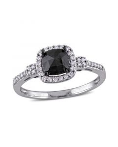 Black and White Diamond (1 ct. t.w.) Engagement Ring in 14k White Gold