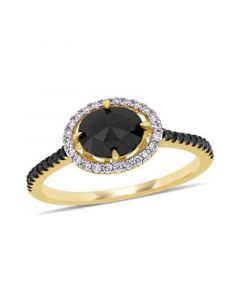 Black and White Diamond (1 1/5 ct. t.w.) Halo Engagement Ring in 14k Yellow Gold