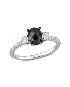 Black and White Diamond (1 1/5 ct. t.w.) 3-Stone Engagement Ring in 14k White Gold