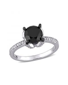 Black and White Diamond (2 ct. t.w.) Engagement Ring in 14k White Gold