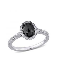 Black and White Diamond (1 1/5 ct. t.w.) Halo Engagement Ring in 14k White Gold