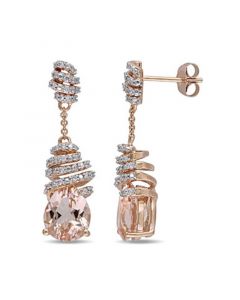 Morganite (4 1/2 ct. t.w.) and Diamond (1/5 ct. t.w.) Swirl Drop Earrings in 14k Rose Gold