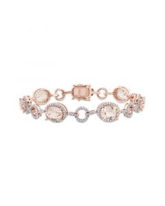 Morganite (11 3/4 ct. t.w.) and Diamond (1 1/2 ct. t.w.) Link Bracelet in 14k Rose Gold