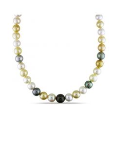 Multi-Color South Sea and Tahitian Pearl (10-12.5mm) 18" Strand Necklace 14k Yellow Gold Clasp