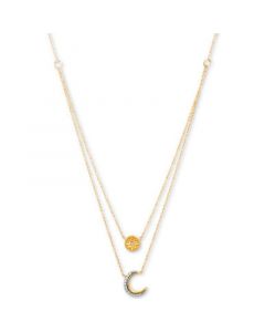 Diamond Star & Moon Layered Pendant Necklace (1/20 ct. t.w.) in 14k Gold-Plated Sterling Silver, 17" + 1" extender