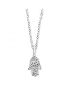 EFFY® Diamond Pavé Hamsa Hand 18" Pendant Necklace (1/10 ct. t.w.) in Sterling Silver or 14k Gold-Plated Sterling Silver