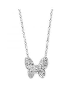 EFFY® Diamond Pavé Butterfly 18" Pendant Necklace (1/10 ct. t.w.) in Sterling Silver