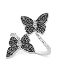 Diamond Butterfly Bypass Statement Ring (1/2 ct. t.w.) in Sterling Silver