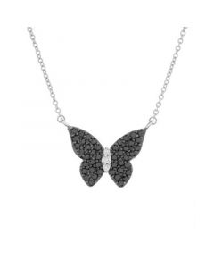 Diamond Butterfly 18" Pendant Necklace (1/2 ct. t.w.) in Sterling Silver