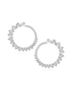 Sterling Silver Marquise Crystal Wrap Hoop Earrings