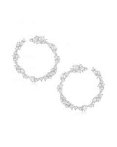 Sterling Silver Crystal Clusters Wrap Hoop Earrings