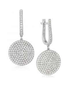 Sterling Silver Crystal Disc Medallion Drop Earring