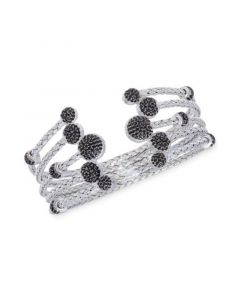 5 Row Crystal Dome Cuff Bangle in  Sterling Silver