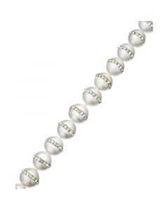 Pearl Bracelet, Sterling Silver Cultured Freshwater Pearl Halo Bracelet (9-10mm)