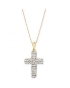 Diamond Cross 18" Pendant Necklace (1/4 ct. t.w.) in 14k Gold