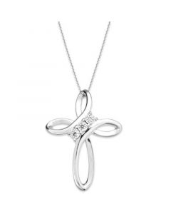 Diamond Cross Pendant Necklace in Sterling Silver (1/10 ct. t.w.)