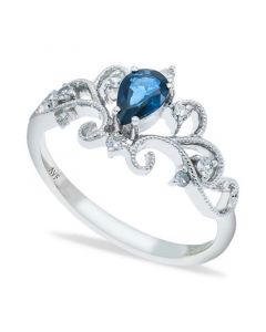 Sapphire (1/2 ct. t.w.) and Diamonds (1/8  ct. t.w.) Ring Set in 14k White Gold