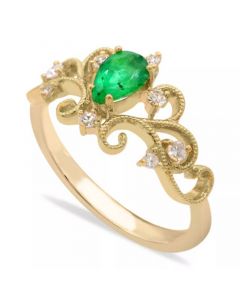 Gemstone and Diamonds (1/8  ct. t.w.) Ring Set in 14k Yellow Gold