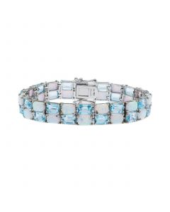 Sky Blue Topaz (26-3/8 ct. t.w.) and Opal (18-3/4 ct. t.w.) Tennis Bracelet in Sterling silver