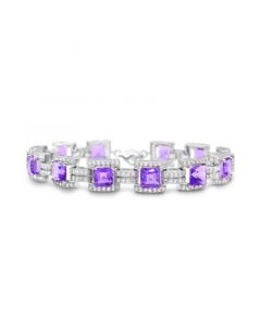 Amethyst (9-5/8 ct.t.w.) & White Topaz Tennis Bracelet in Sterling Silver