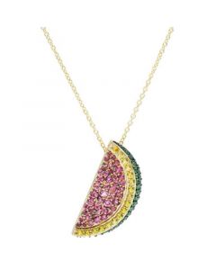 Pink Tourmaline (1-1/3 ct. t.w.), Tsavorite (1 ct. t.w.) Yellow Sapphire (5/8 ct. t.w.) Pendant 14K Gold