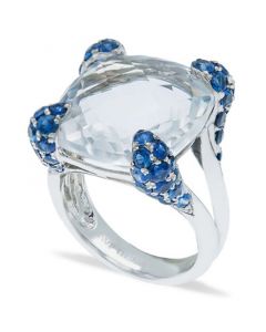 White Quartz (14-1/2ct) Blue Sapphire (2-1/4 ct. t.w.) Ring in Sterling Silver