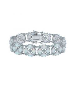 Opal (12-1/2 ct. t.w) and White Topaz (1/2 ct. t.w) Tennis Bracelet in Sterling Silver