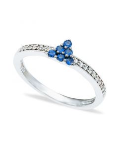 Blue Sapphire (1/4 ct. t.w.) Diamond (1/20 ct. t.w.) Stackable ring  in Sterling Silver