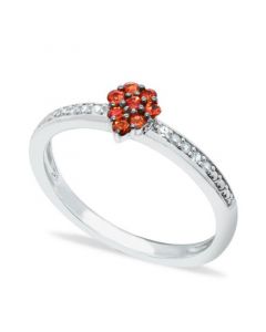 Orange Sapphire (1/4 ct. t.w.) Diamond (1/20 ct. t.w.) Stackable ring Set in Sterling  Silver