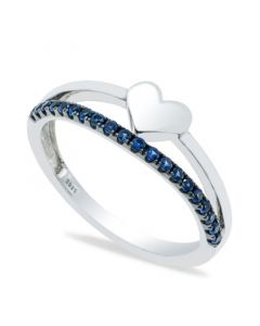 Sapphire (1/5 ct. t.w.) Heart Ring in Sterling Silver