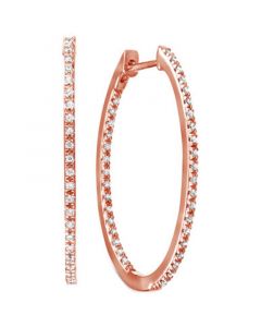 Diamond Medium In & Out Hoop Earrings (1/4 ct. t.w.) in 14k Rose Gold-Plated Sterling Silver, 1.1"