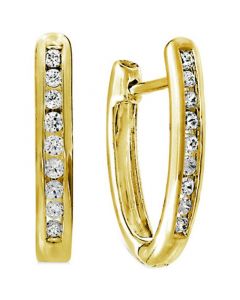 Diamond Extra-Small Hoop Earrings (1/6 ct. t.w.) in 10k Gold, 0.43"