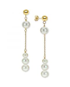 Cultured Freshwater Pearl Dangle Drop Earrings (4-8mm) in 14k Gold