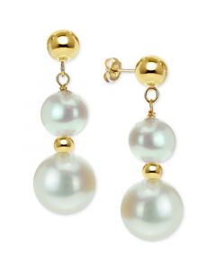 Cultured Freshwater Pearl Dangle Drop Earrings (5 & 9mm) in 14k Gold