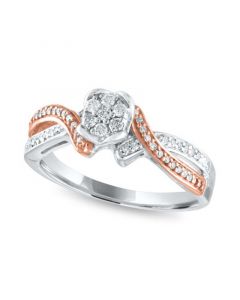 Diamond 1/5 ct. t.w. Ring in Sterling Silver and 10K Rose Gold