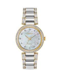 Eco-Drive Women's Silhouette Crystal Two-Tone Stainless Steel Bracelet Watch 28mm