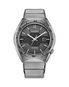 Men's Armor Eco-Drive Silver-Tone Titanium Bracelet Watch 41mm