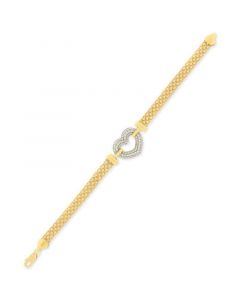 Cubic Zirconia Heart Bracelet in Sterling Silver & 18K Gold-Plate