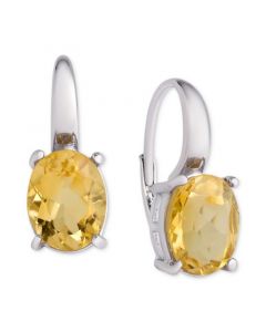 Citrine Oval Leverback Earrings (4-3/4 ct. t.w.) in Sterling Silver