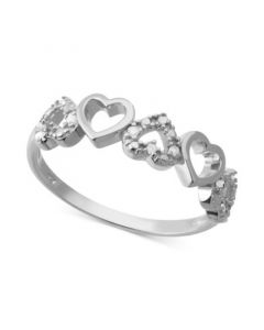 Diamond Open Heart Ring (1/10 ct. t.w.) in Sterling Silver