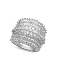 Cubic Zirconia Multi Row Princess, Baguette & Pave Band (4-1/5 ct. t.w.) in Sterling Silver or 18k Gold over Silver